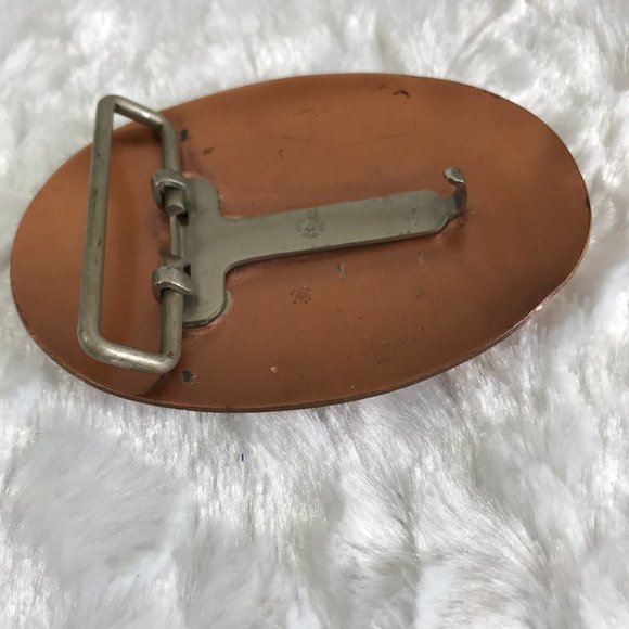 Vintage nickel silver bell belt buckle copper main image 4